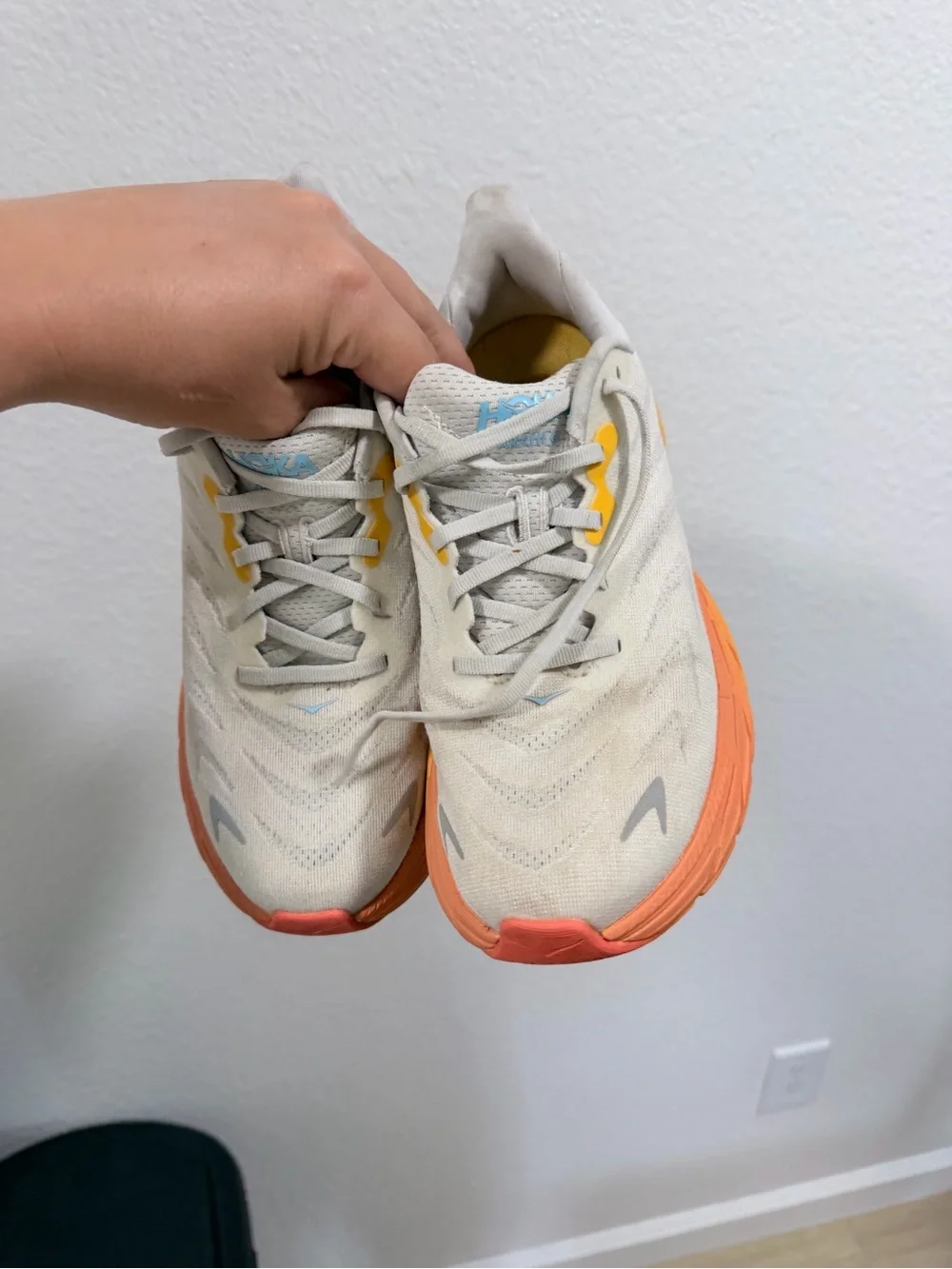 Hoka Men's Running Shoe in Cream, Orange & Yellow